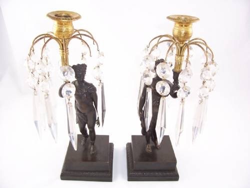 Pr of 19th Century Bronze and Ormolu Lustres